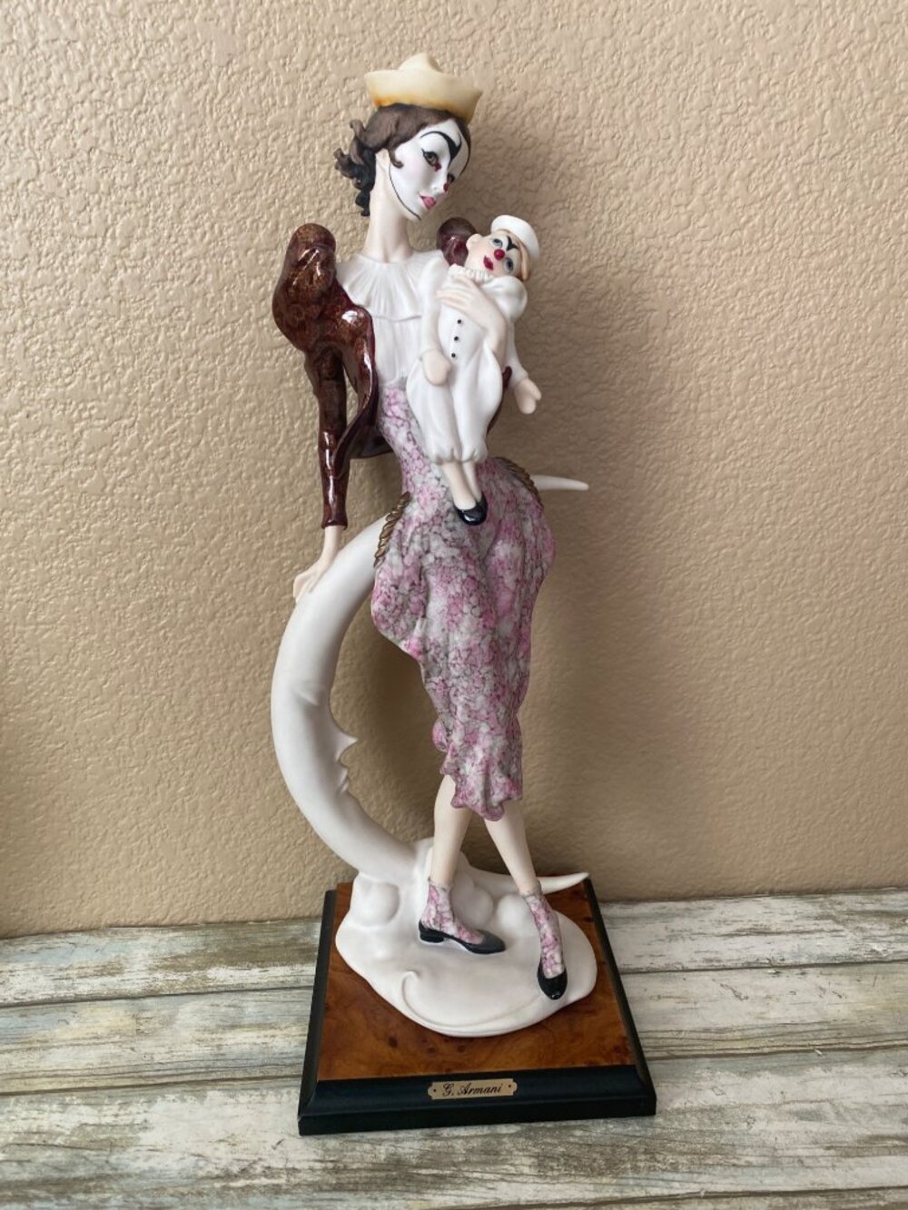 Giuseppe Armani Lady Clown with Puppet 743C 1990 Ltd Ed #48/7500 Italy